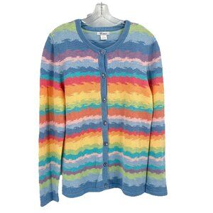The Tog Shop Colorful Cardigan Wool Cotton Blend Sz Large Coastal Grandma